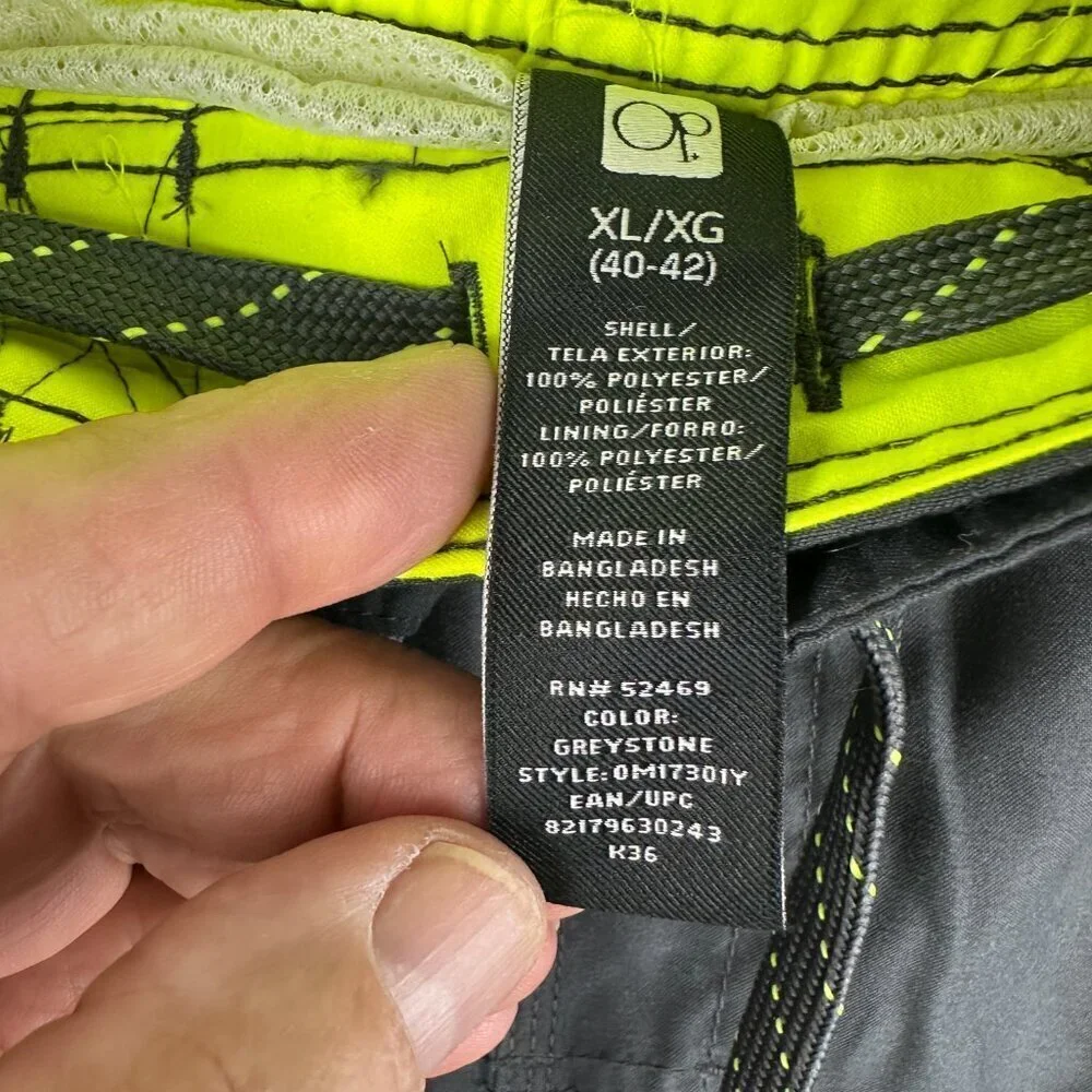 OCEAN PACIFIC OP LINED SWIM TRUNKS SHORTS MEN'S SIZE XL 40-42 GRAY GREEN NEON